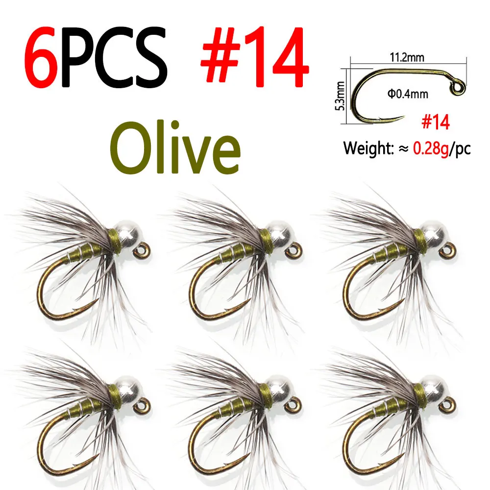 6PCS Olive Size 14