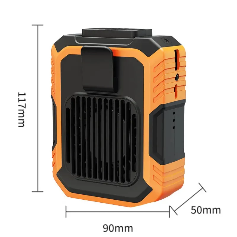Ventilador de cintura silencioso portátil, ventilador de cuello con carga USB, Clip para deportes de pesca al aire libre, móvil tres en uno, energía móvil, luz de emergencia - imagen 5