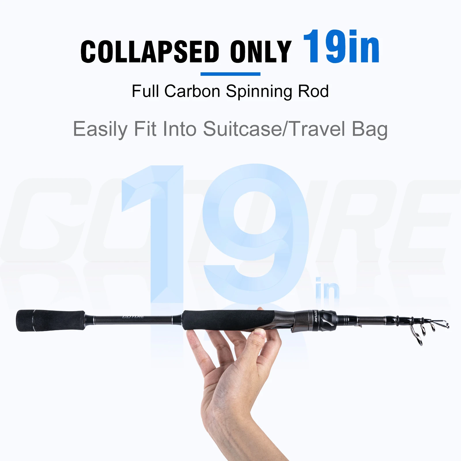 Goture Ninja-caña de pescar giratoria telescópica de fibra de carbono, caña de pescar ultraligera, 1,8 m, 2,1 m, 24T, potencia M - imagen 4