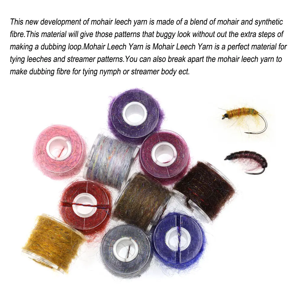 ICERIO 2 carretes de hilo de haya Mohair, línea de fibra de doblaje, Material de atado de moscas para atar serpentina de haya, cuerpo de Ninfa, Señuelos de Pesca de trucha - imagen 4