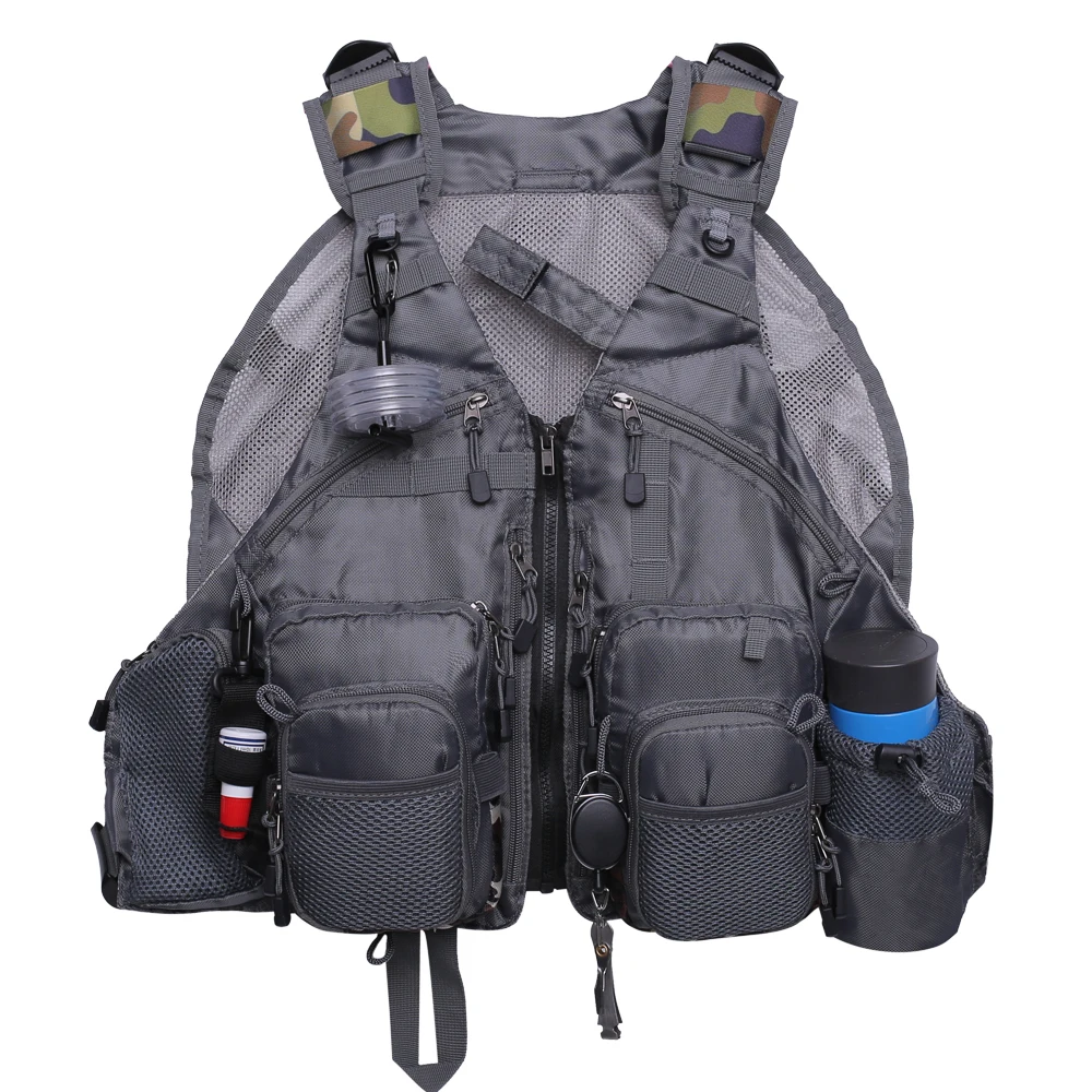 Chaleco de pesca con mosca para hombre y mujer, paquete con bolsillos, tamaño ajustable, actividades al aire libre, malla transpirable, trucha, lubina - imagen 4