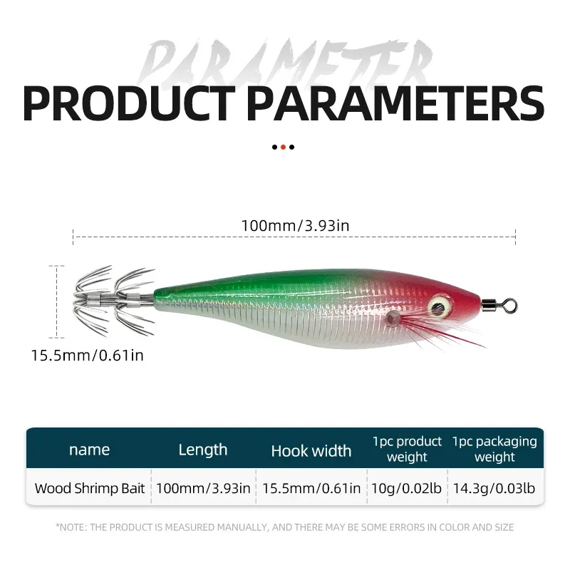 Cebo luminoso de madera para camarones, aparejos de pesca, anzuelo de calamar de simulación que brilla en la oscuridad, anzuelos de calamar, Señuelos de Pesca, 5 uds. - imagen 5