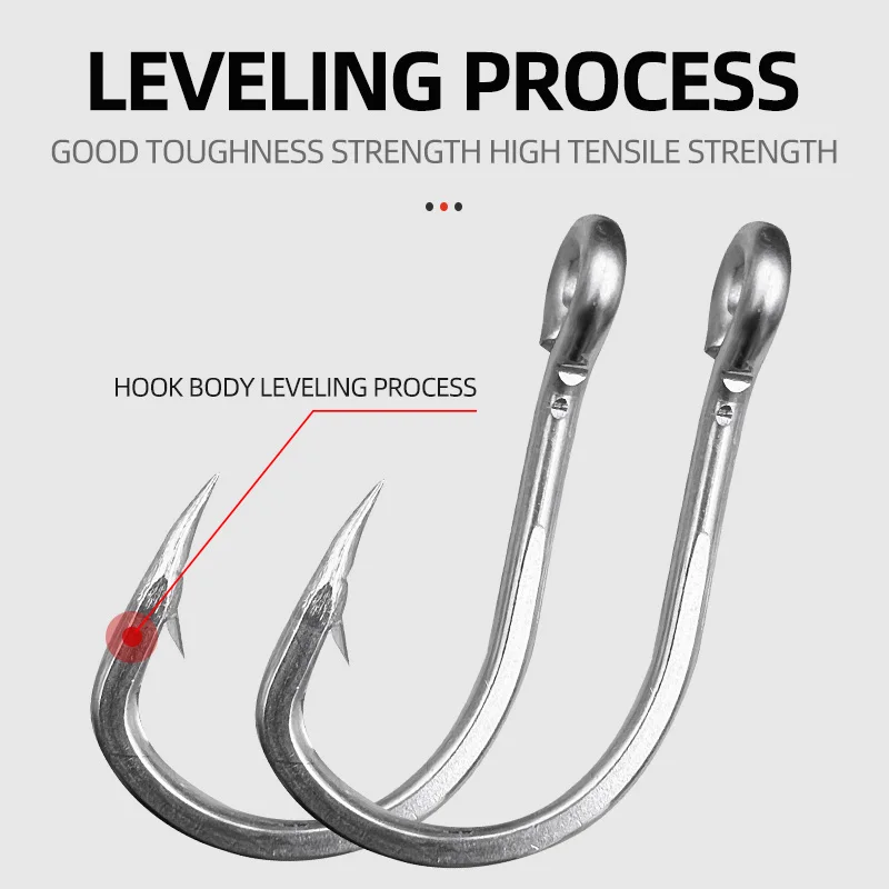 25 unids/caja 10884 tubo Fu Iseni gancho de acero inoxidable refuerzo de pesca de mar gancho gigante grueso arenque esturión atún - imagen 3