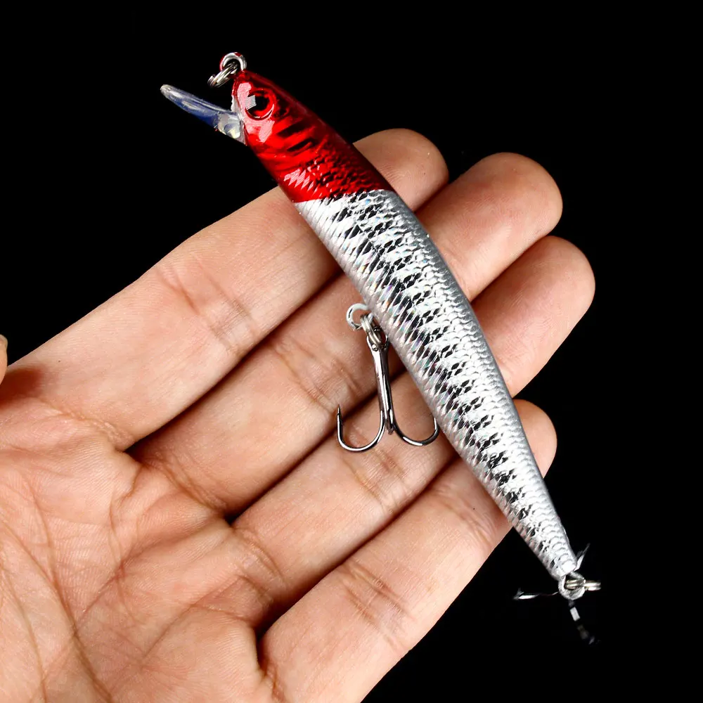 Señuelos de pesca flotantes de pececillo, 1 unidad, 10cm, 8,5g, con cuentas sonajero, cebo duro Artificial, Wobbler para lubina, Walleye, trucha, Lucio, agua dulce - imagen 5