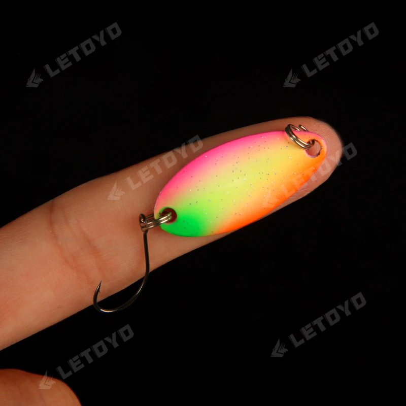 LETOYO 3.5g 2.5g Spoon Fishing Lure Colorful UV Luminous Double Painted Spinner Baits Winter Trout Prech Fishing Lures - imagen 5