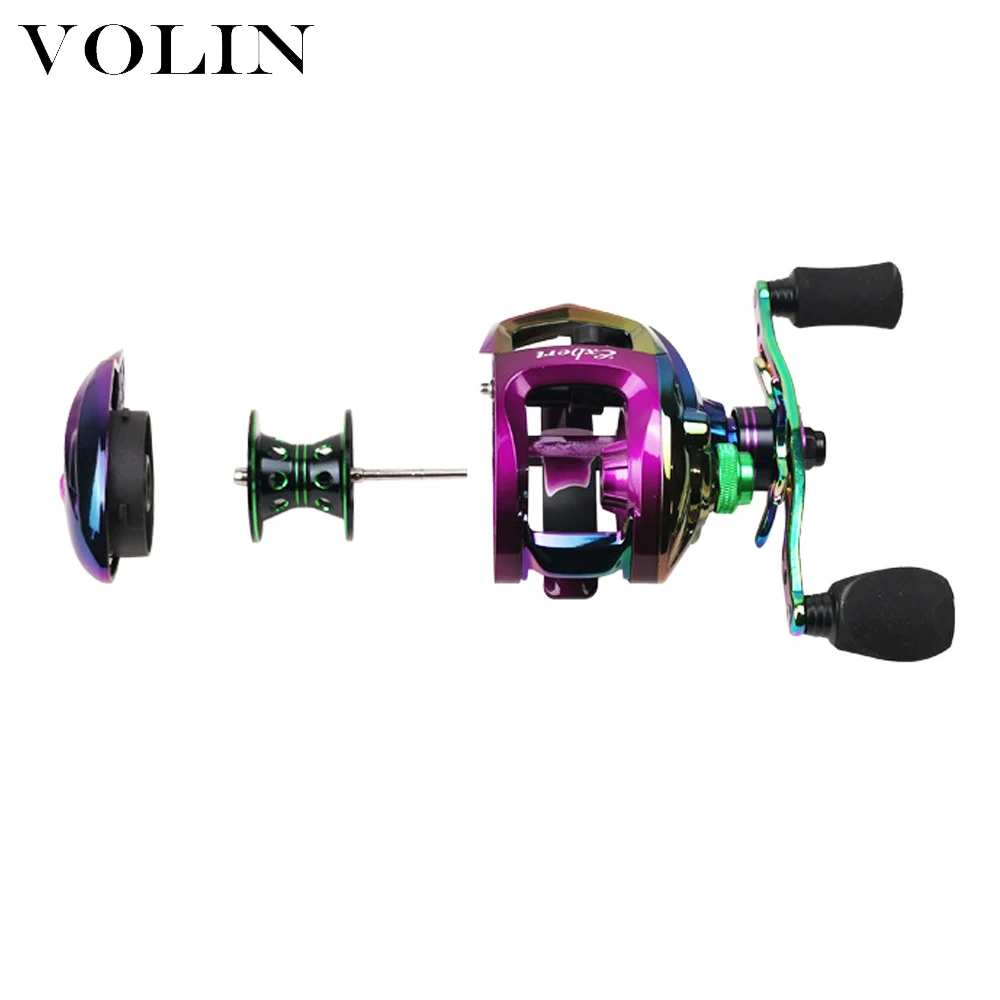 Volin-carrete de pesca Baitcasting, sistema de freno magnético, galvanoplastia colorida, Universal, 18 + 1 BB 6,3: 1, arrastre máximo de 10kg - imagen 4