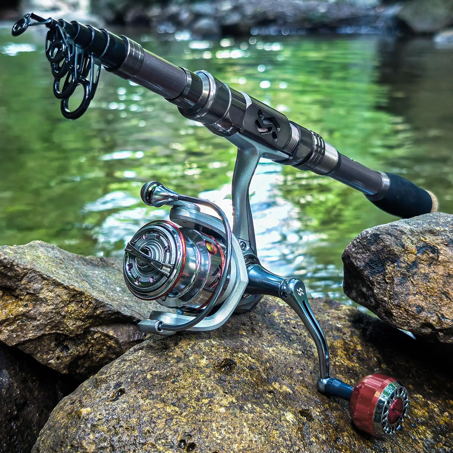 Sougayilang Kit Pesca Portátil Caña Telescópica Alta Carbono - imagen 5