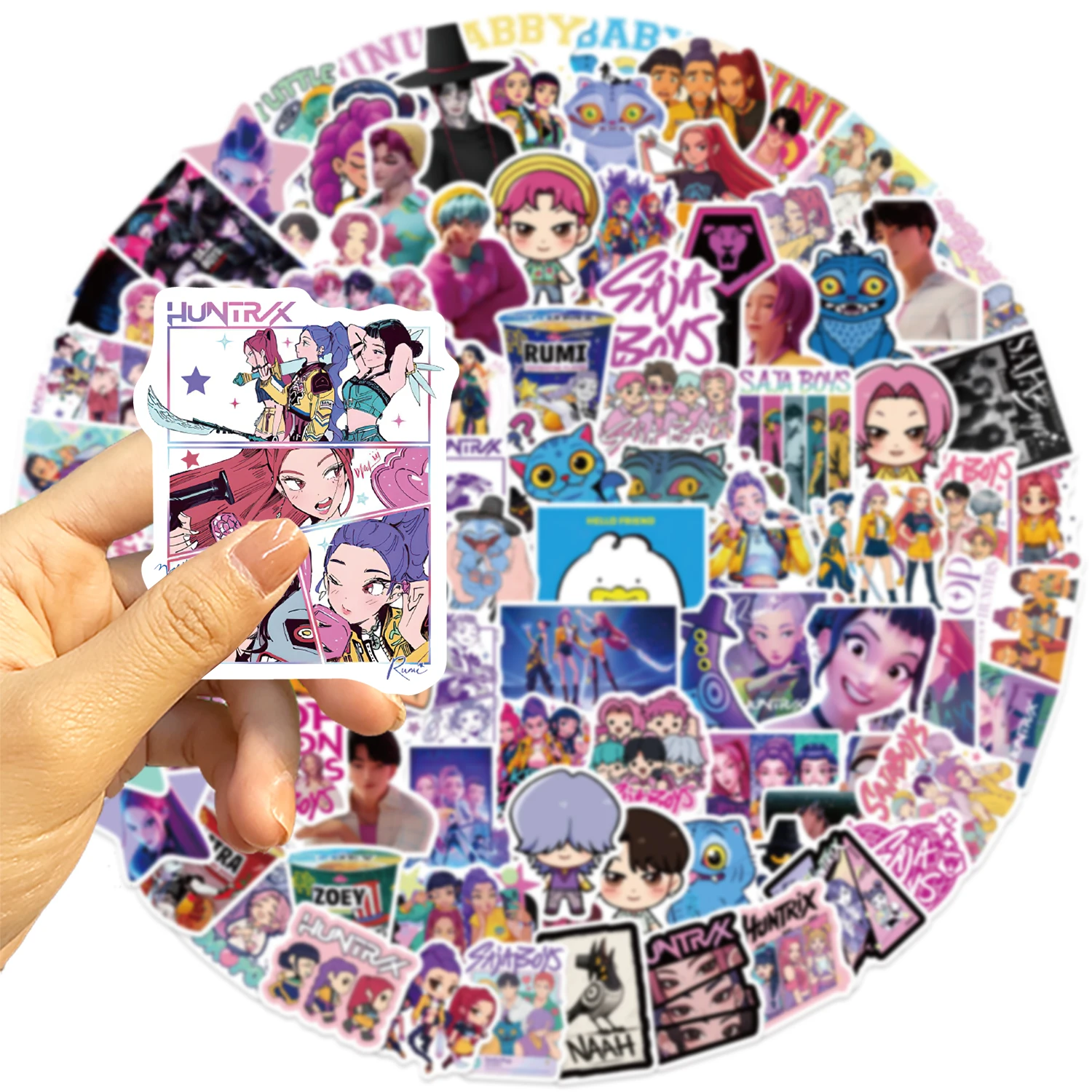 50/60/110 Uds HUNTR/X SAjA Boys K-POP DEMON HUNTERS película RUMI pegatinas teléfono guitarra portátil maleta pegatina impermeable - imagen 4