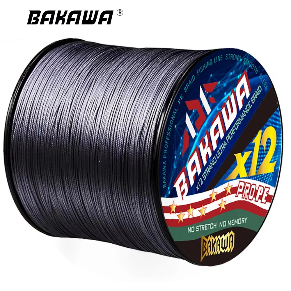 Línea de Pesca trenzada BAKAWA, 12 hebras, 100M, 300M, 500M, 1000M, multifilamento, tejido de PE, agua dulce de mar, hilo de carpa extrremo japonés - imagen 4
