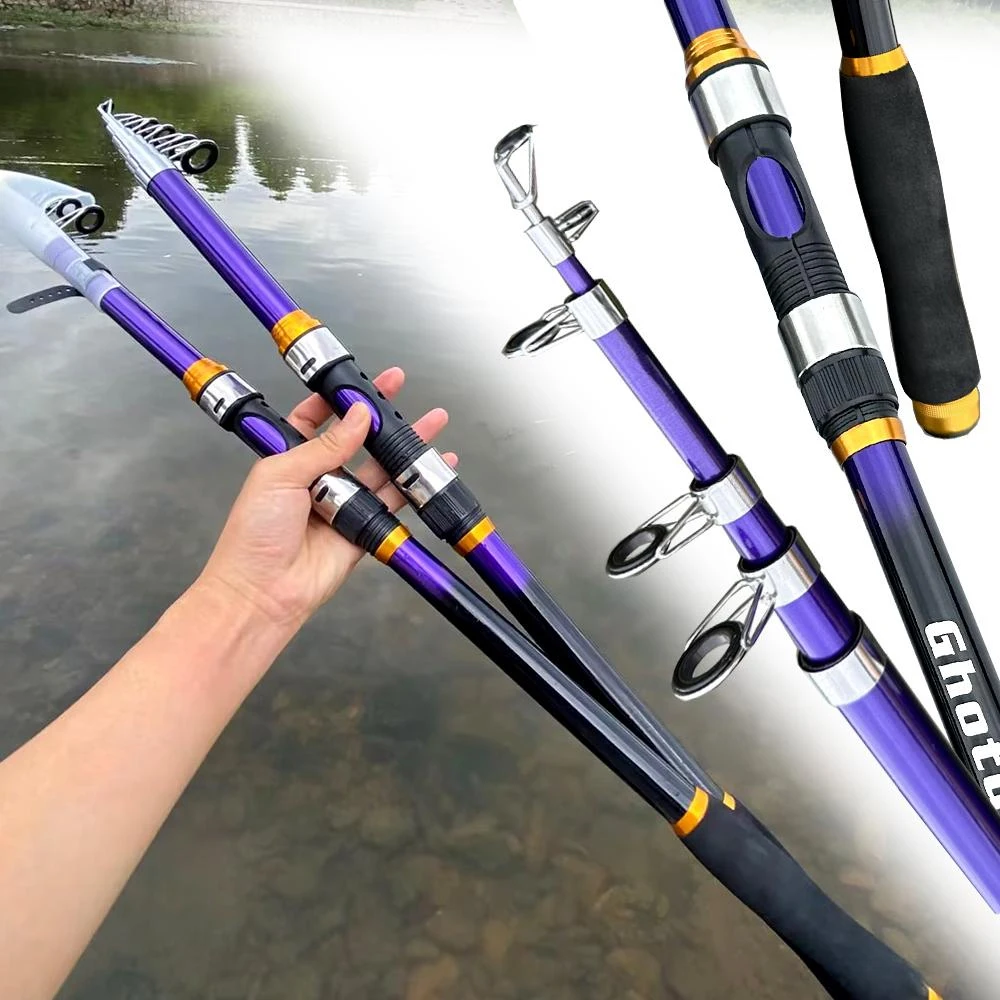 2,1/2,4/2,7/3,0/3,6 M nueva caña de pescar de mar giratoria telescópica súper dura caña de fundición de tierra de larga distancia para todas las aguas Pesca - imagen 3