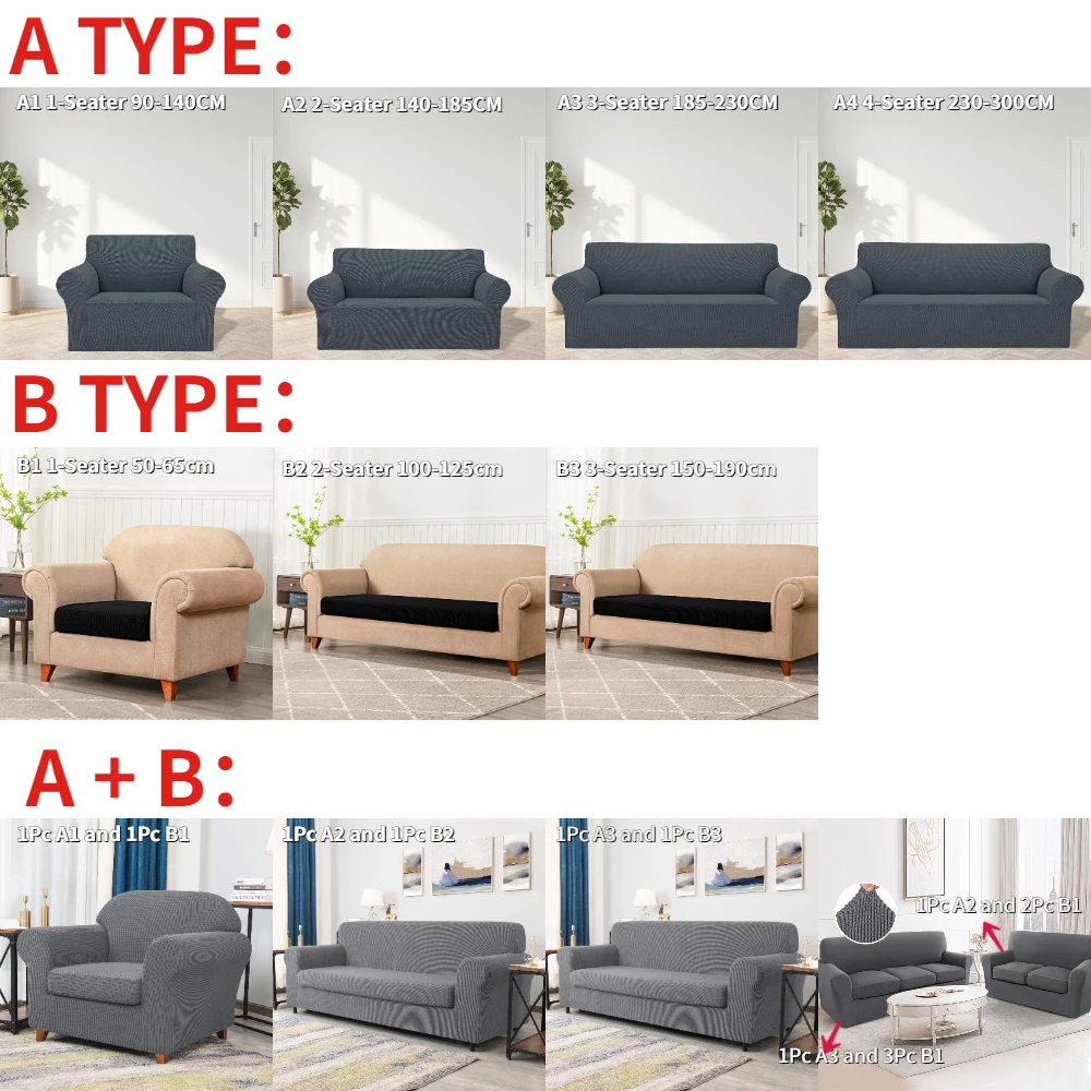 Fundas elásticas de Jacquard para sofá, cubierta de LICRA para cojín de asiento de sala de estar, Protector de muebles - imagen 4