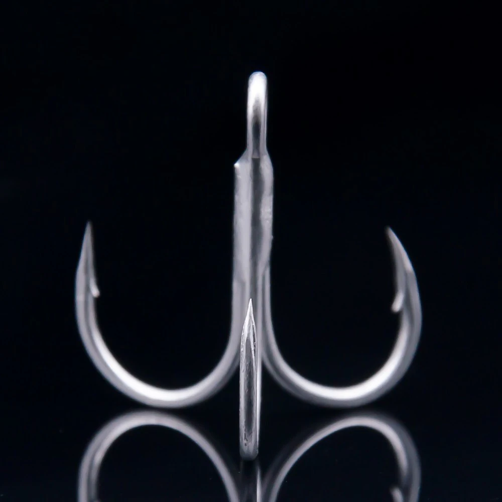 Anzuelos triples gruesos de acero al carbono, anzuelos de pesca triples, redondos, plegados, fuertes, 1 #2 #4 #6 #8 #10 #12 #, 20 unids/lote - imagen 2