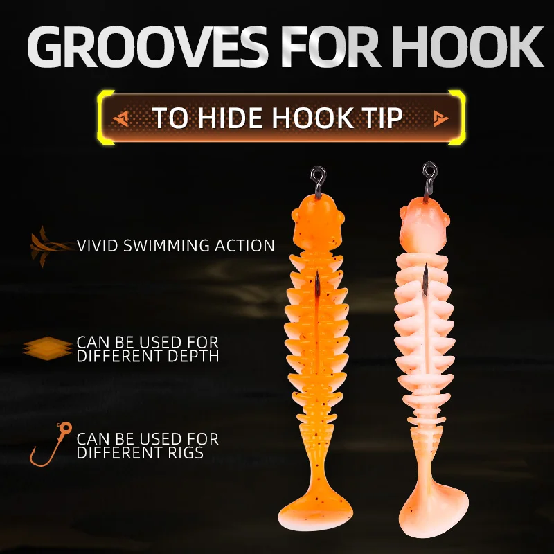 WEIHE-señuelo de gusano suave, más ancho cola en T, cuerpo de diseño de hilo con 2 ranuras, PVC, 1,3g/5cm, 2,8g/6,5, 10 piezas - imagen 2