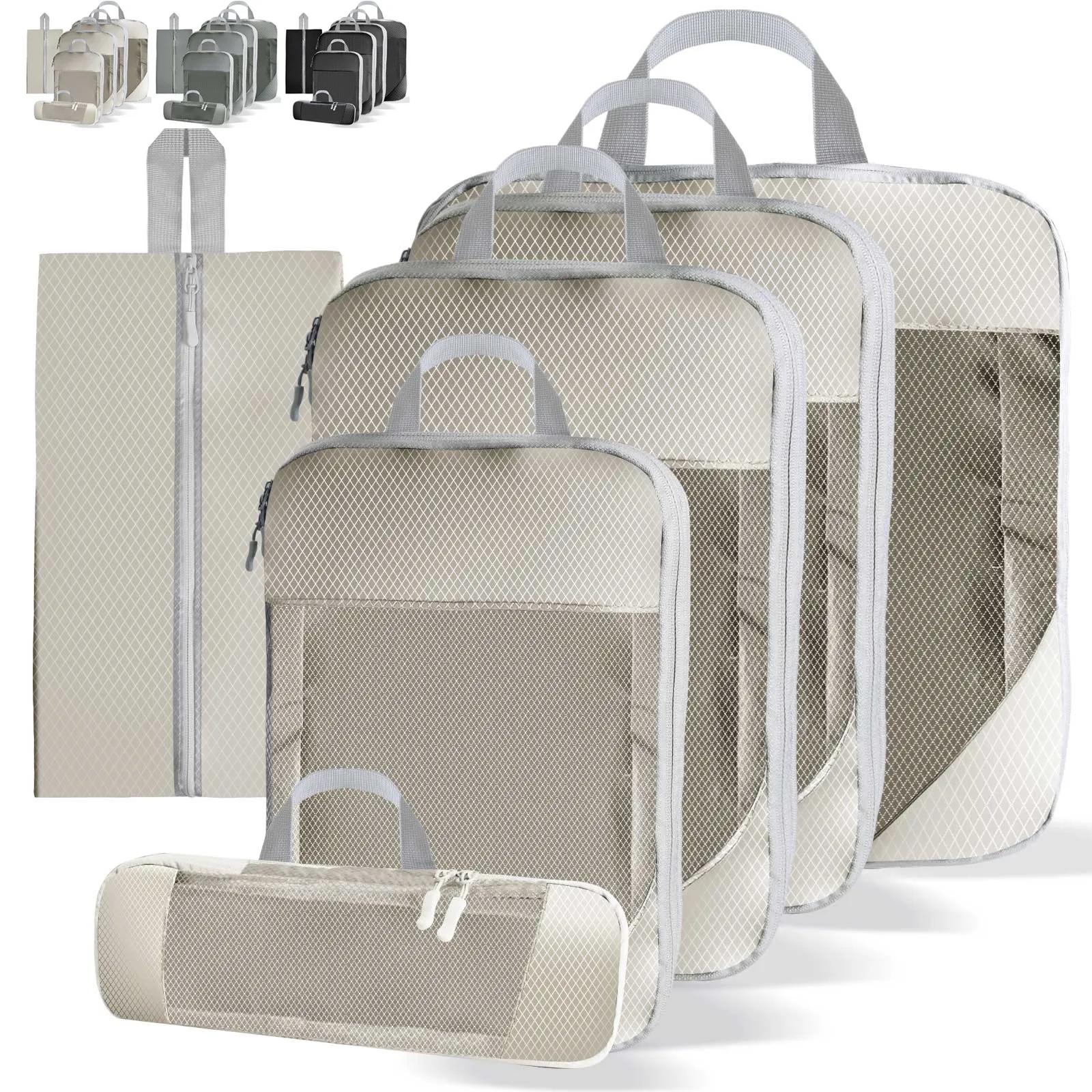 Juego de cubos de embalaje de compresión de 6 uds para cubos de embalaje de viaje bolsas de almacenamiento comprimibles de compresión para llevar y maletas