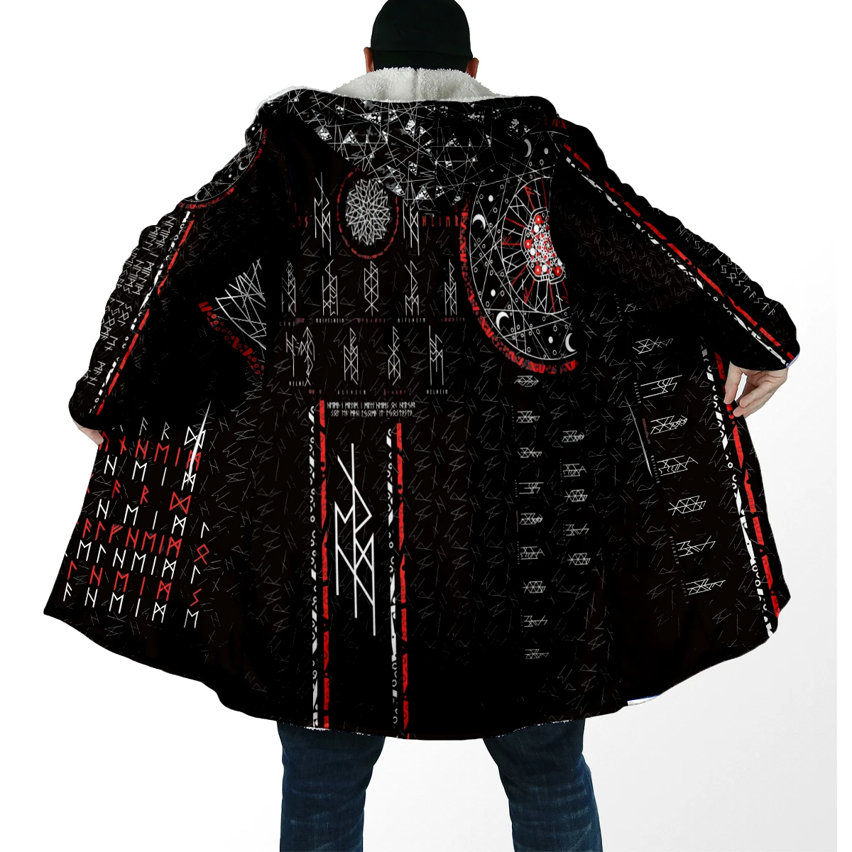 Capa de lana con capucha Vegvisir 3D – Abrigo cálido unisex - imagen 3