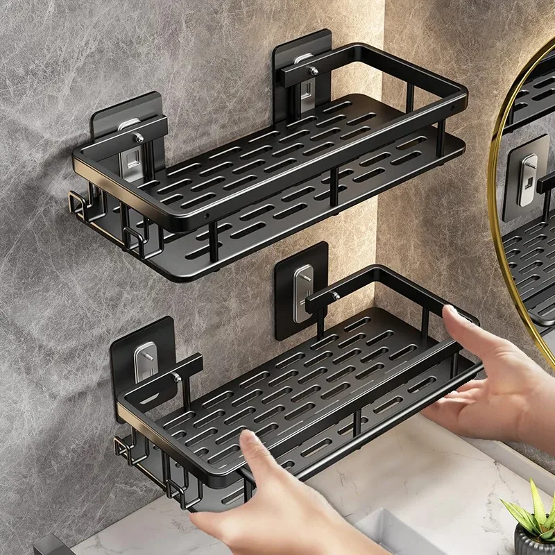 Estante rectangular de tres patas para colgar en la pared, accesorio para baño, toalla, sin diamantes, para champú - imagen 2