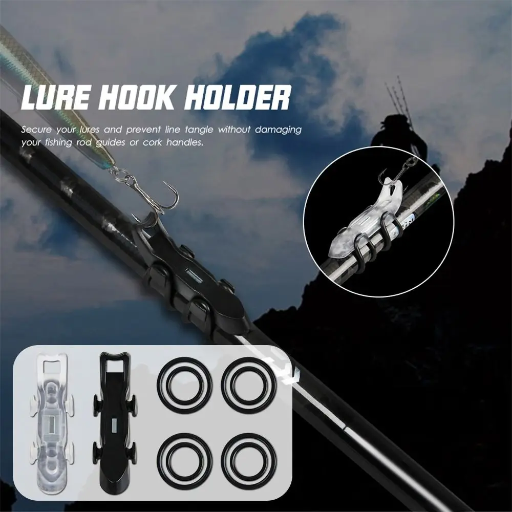 Soporte de señuelos de plástico para pesca, gancho magnético seguro, 4 anillos de goma, de alta calidad, nuevo estilo - imagen 4