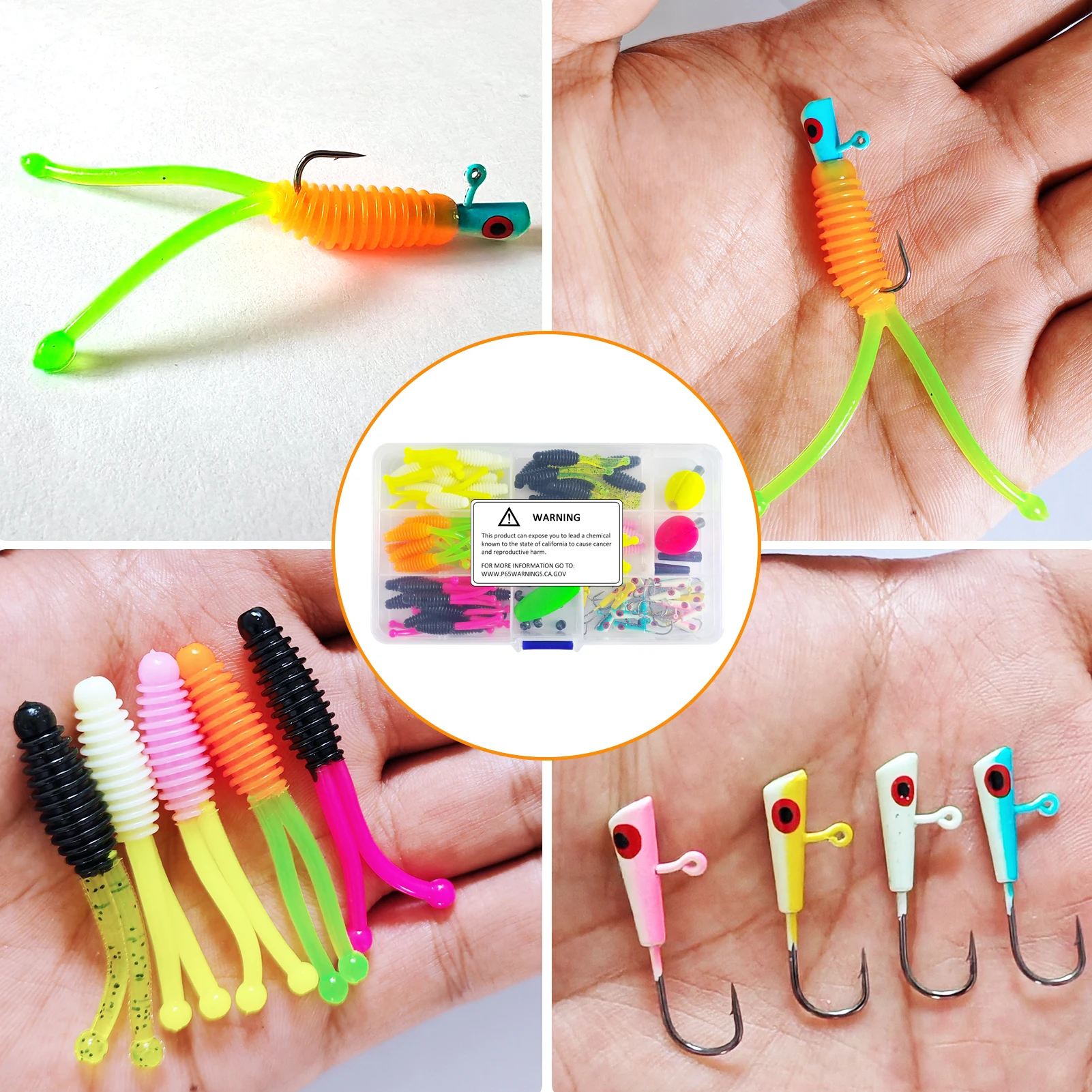 Kit de señuelos blandos Free Fisher con gusanos PVC dobles – Vástago y plomos - imagen 5
