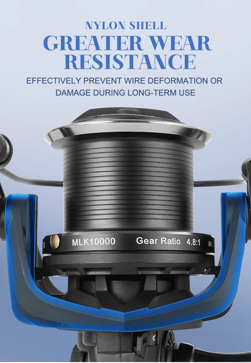 Carrete de pesca giratorio grande de 20KG, carrete de aleación de aluminio serie 8000-14000, carrete de pesca 4,8: 1, carretes de pesca baitcasting - imagen 4
