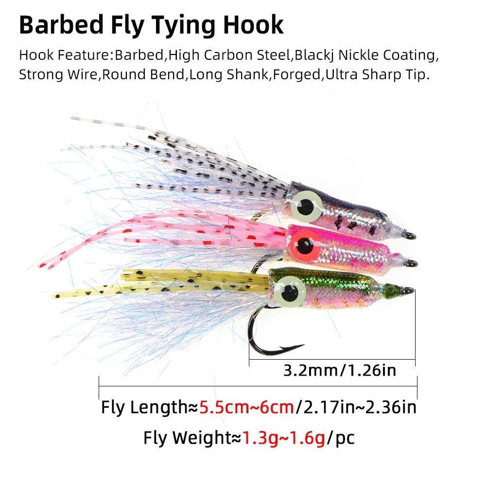 Wifreo 4 uds/6 uds epoxi luminoso 3D ojo de pez calamar mosca patas de goma Flash oropel cola Streamer moscas lubina Tarpon tonno señuelo de pesca - imagen 4