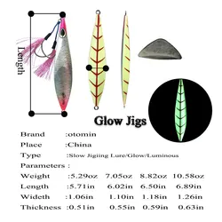 Jig Metal Luminoso Slow Pitch para Jigging en Altura de profundidad