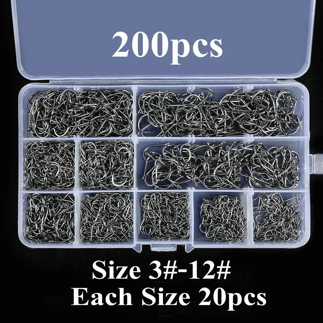 100-400pc/Box 3#-12# Carp Fishing Hooks Fly Fishhook High Carbon Steel Circle Fishhook Jig Barbed Pesca Fishing Hook Set - imagen 3