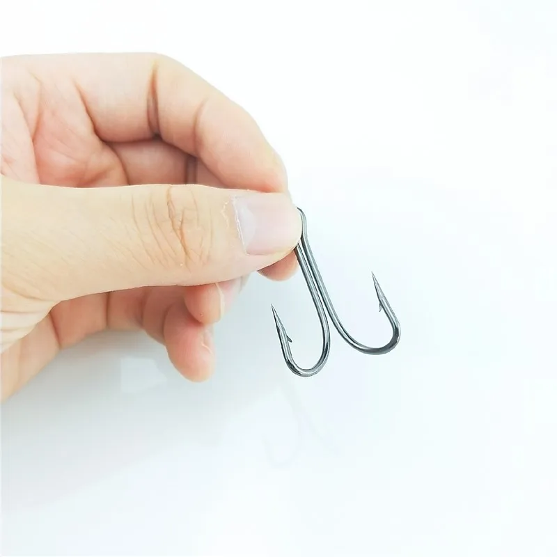 Anzuelo de pesca doble de acero al carbono, anzuelo largo y alto para señuelo suave, accesorios para lubina, uso duradero, 5 o 10 unidades por lote - imagen 5