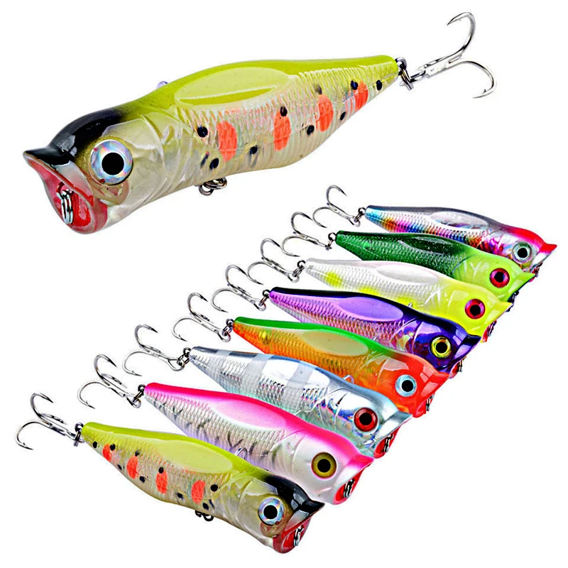 Señuelos de Pesca piezas Popper, anzuelos triples duros Wobbler, Pesca con mosca de carpa, aparejos de Pesca artificiales 9,2 cm 16,85 - imagen 5