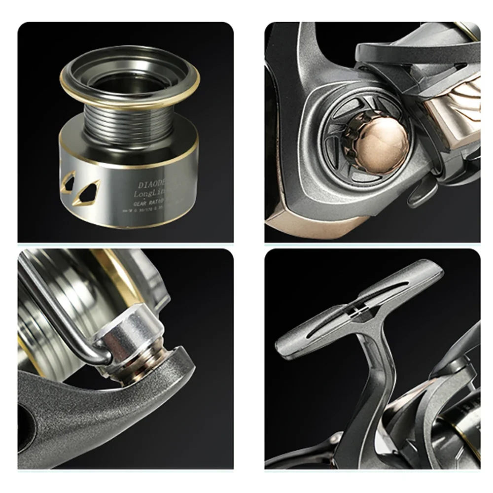 Carretes de pesca giratorios ultraligeros LONGLIN2000-7000 carrete profundo soporte de carrete de juego ligero rueda de trucha relación de velocidad 5,2: 1 suave y duradero - imagen 3