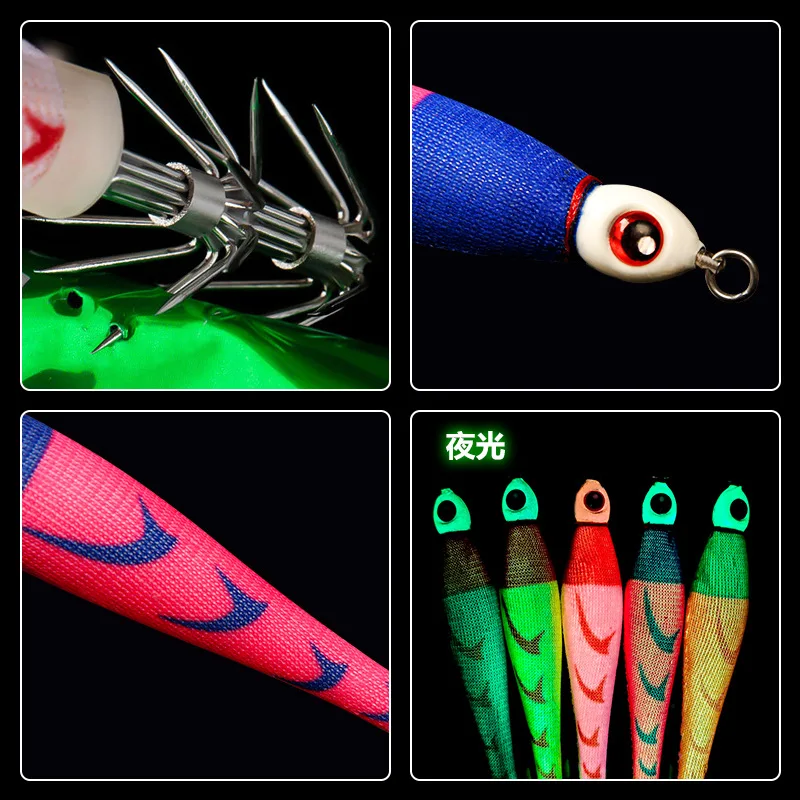 AS 56g75g94g113g150g cebo duro TRAXEX Glow Camarones anzuelo coronas plantillas de calamar juego de Señuelos de Pesca de Mar sepia Artificial pulpo - imagen 4