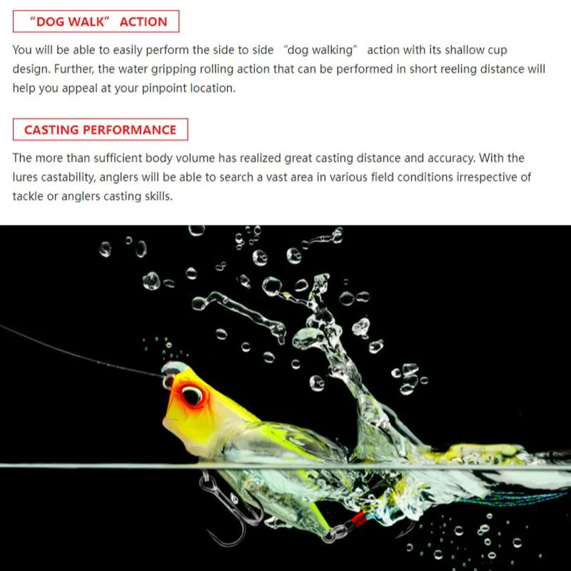 Señuelos de pesca Popper realistas, 64mm, 9g, Topwater, lubina, trucha, Lucio, señuelos de superficie, Wobblers artificiales Duo, señuelo realista Popper duo - imagen 5