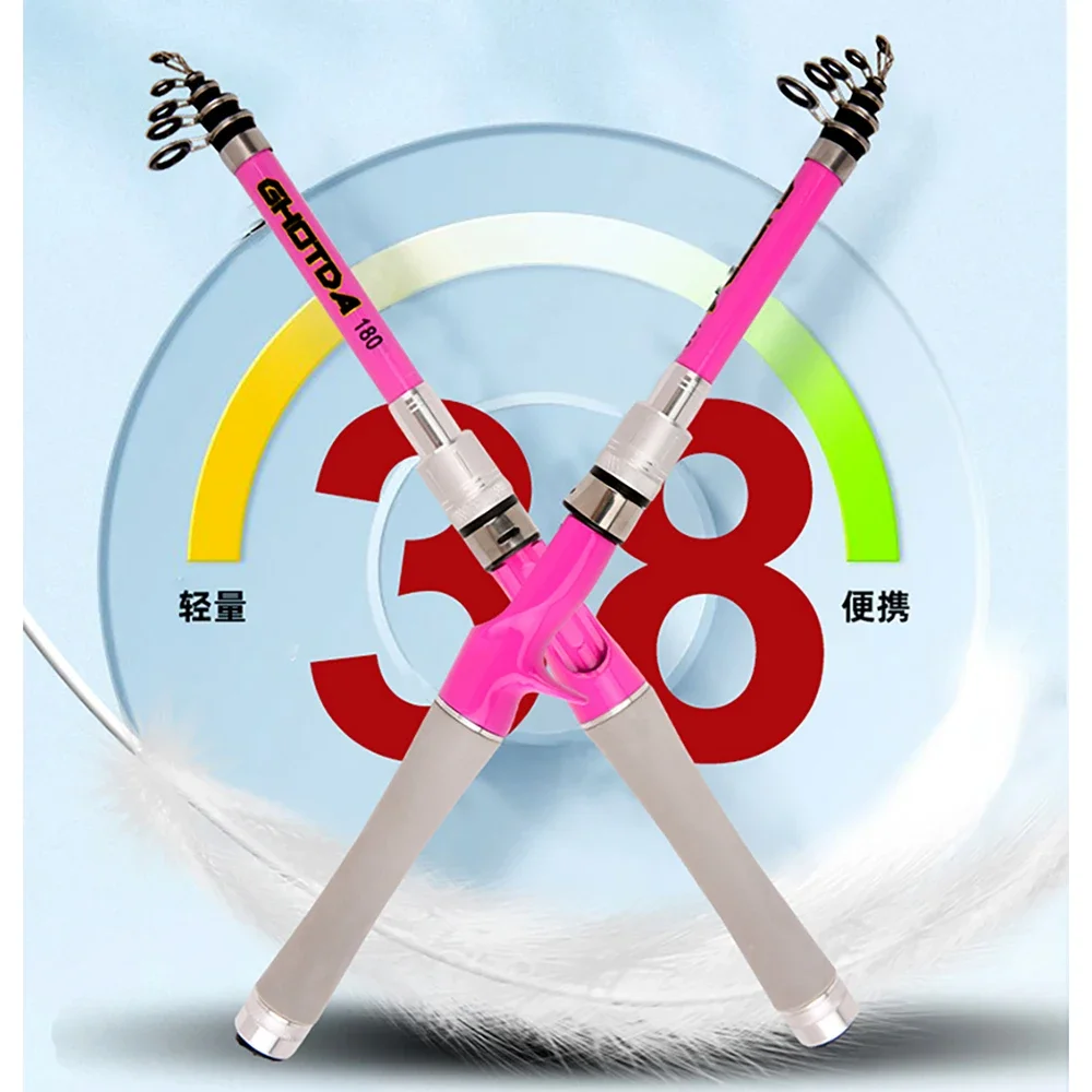 Caña de pescar telescópica corta giratoria/fundida 1,5/1,8/2,1/2,4 M caña de Jigging de trucha de carbono ultraligera para accesorios de pesca de viaje - imagen 4