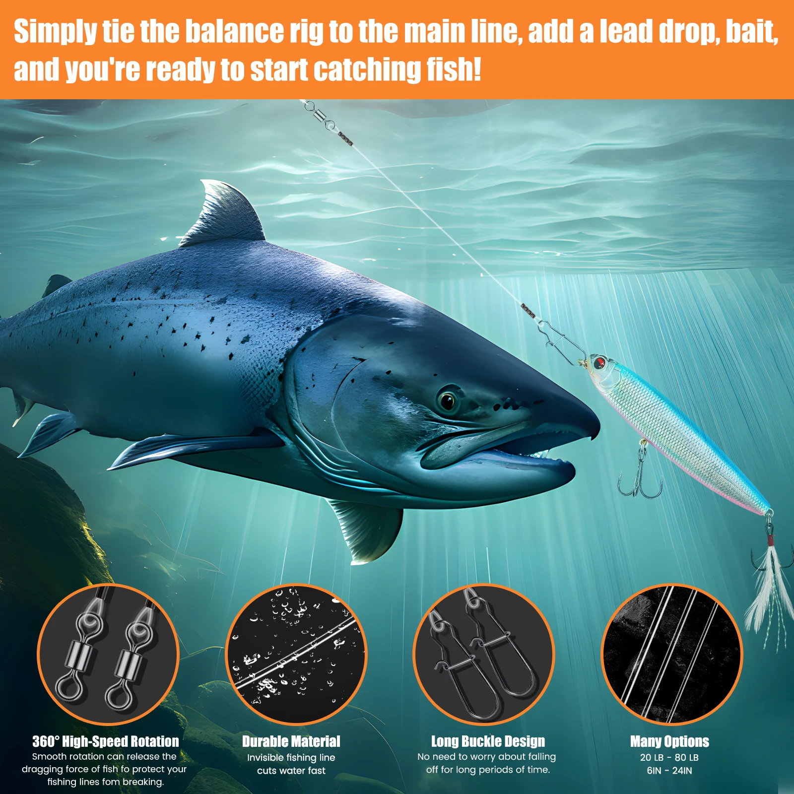 Fluorocarbono 100% con giro – Línea para spinning y jigging en agua salada - imagen 4
