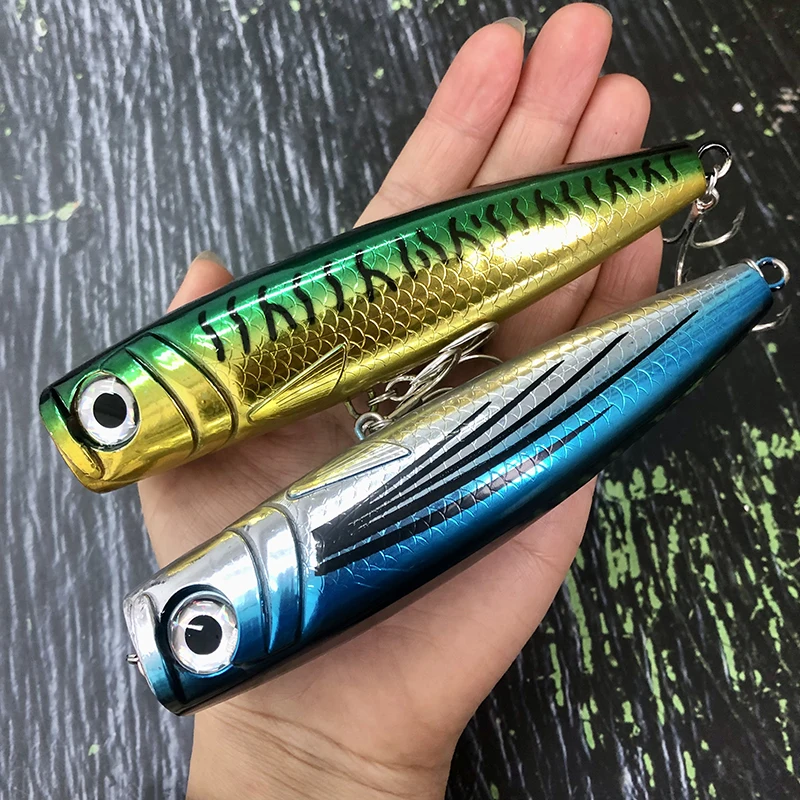 Señuelos de Pesca Popper grandes de 130mm y 58g, cebo Artificial de curricán de agua salada, Twitch, superficie Wobbler, equipo de Swimbait Topwater - imagen 5
