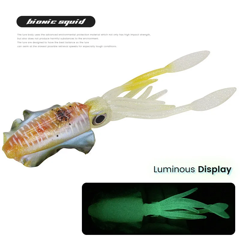 Bazooka-señuelo luminoso de calamar, faldas, pulpo, pesca de curricán, cebo biónico de hundimiento, Jighead con aparejo de gancho de plomo, aparejos de invierno - imagen 5