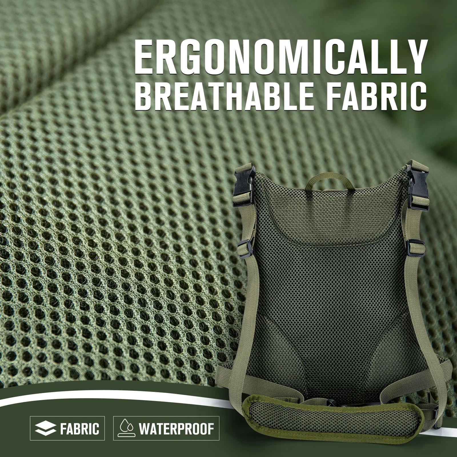 Goture-Bolsa de pecho de pesca voladora multifuncional, impermeable, 3 capas con cremallera, correa de hombro ajustable, almacenamiento, riñonera, paquete de aparejos - imagen 2