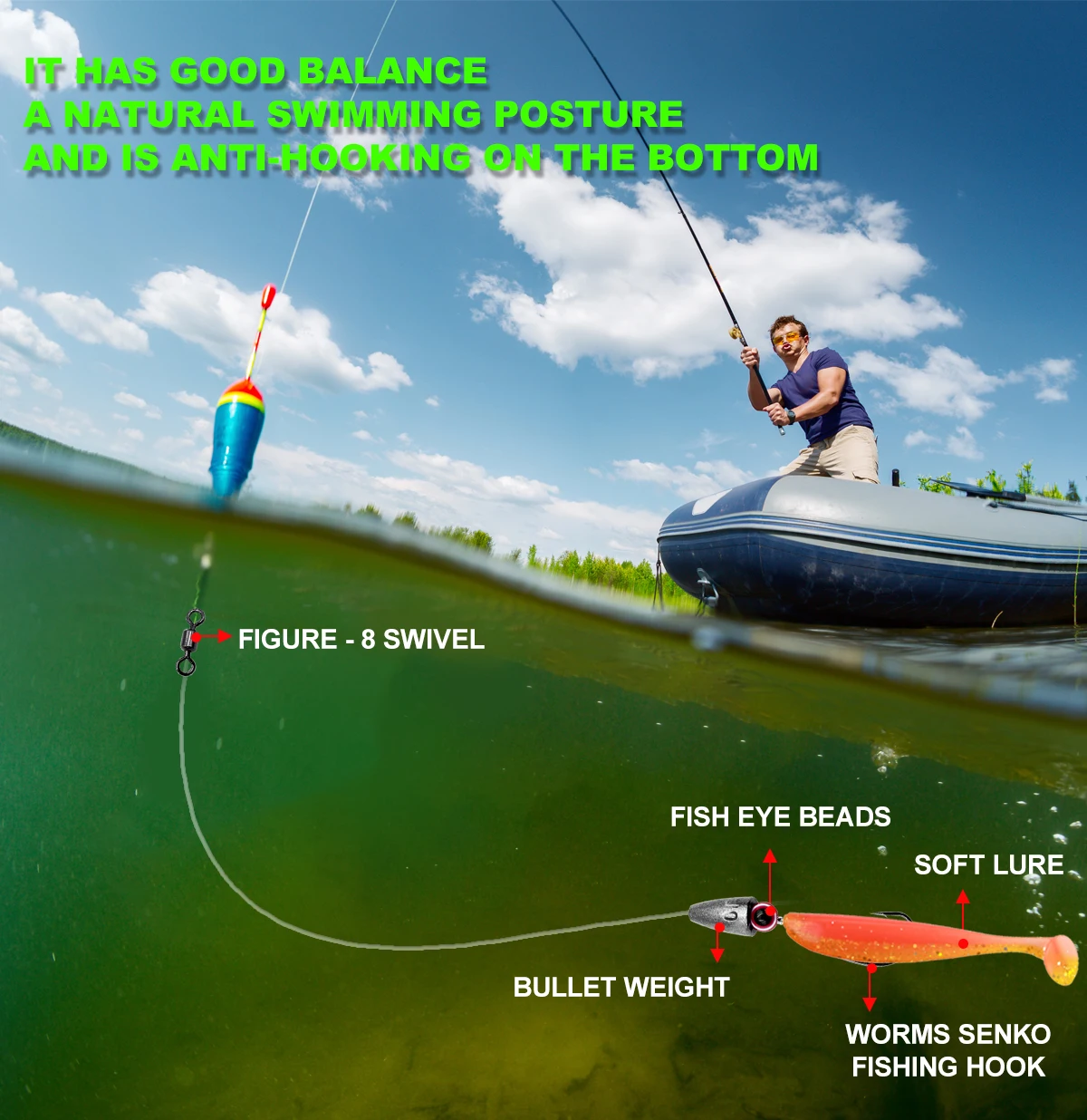 Experimente la emoción de la pesca con esta configuración de cebo natural y efectiva