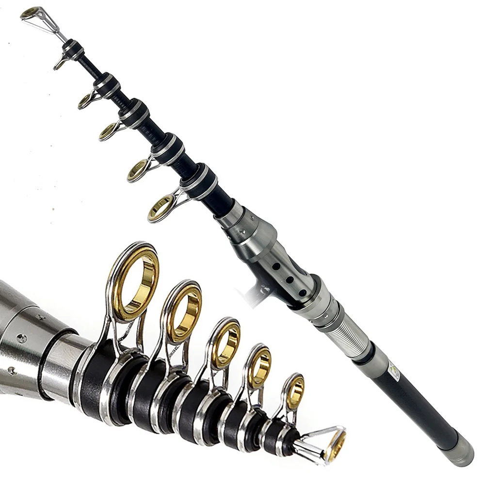 GHOTDA-cañas de pescar telescópicas ultraligeras, accesorio giratorio de fibra de carbono para agua salada y dulce, 1,5, 1,8, 2,1, 2,4 m - imagen 5