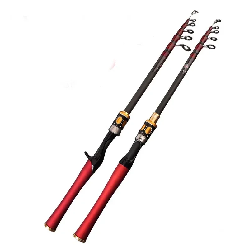 Caña de pescar telescópica multifunción, giratoria, de fundición, de alto carbono, duradera, antideslizante, 2,1-2,7 m - imagen 3