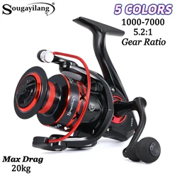 Sougayilang Carrete de spinning aluminio – Arrastre de alta potencia