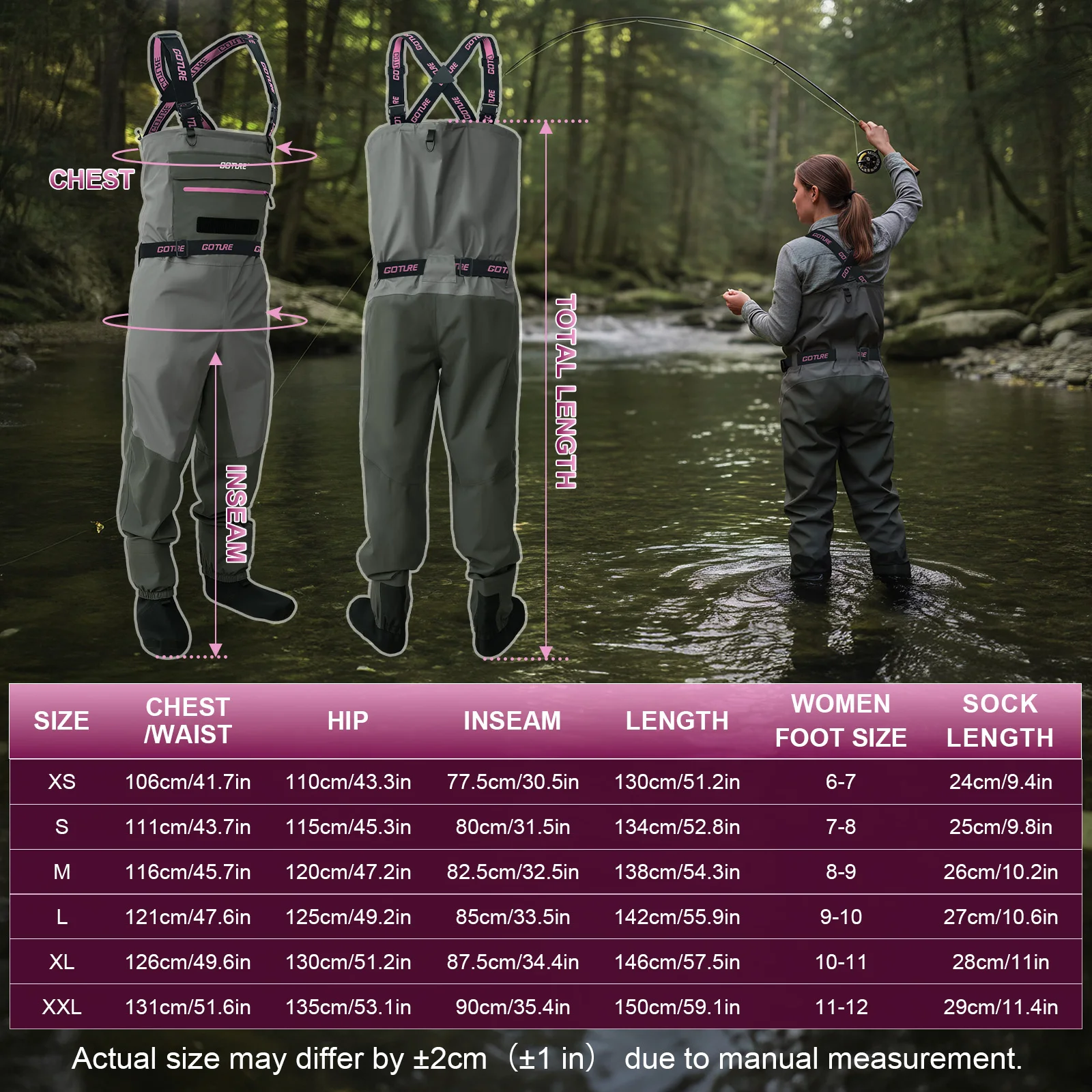 Goture Vadeadores Pesca Multicapa Mujer Impermeables Neopreno - imagen 5
