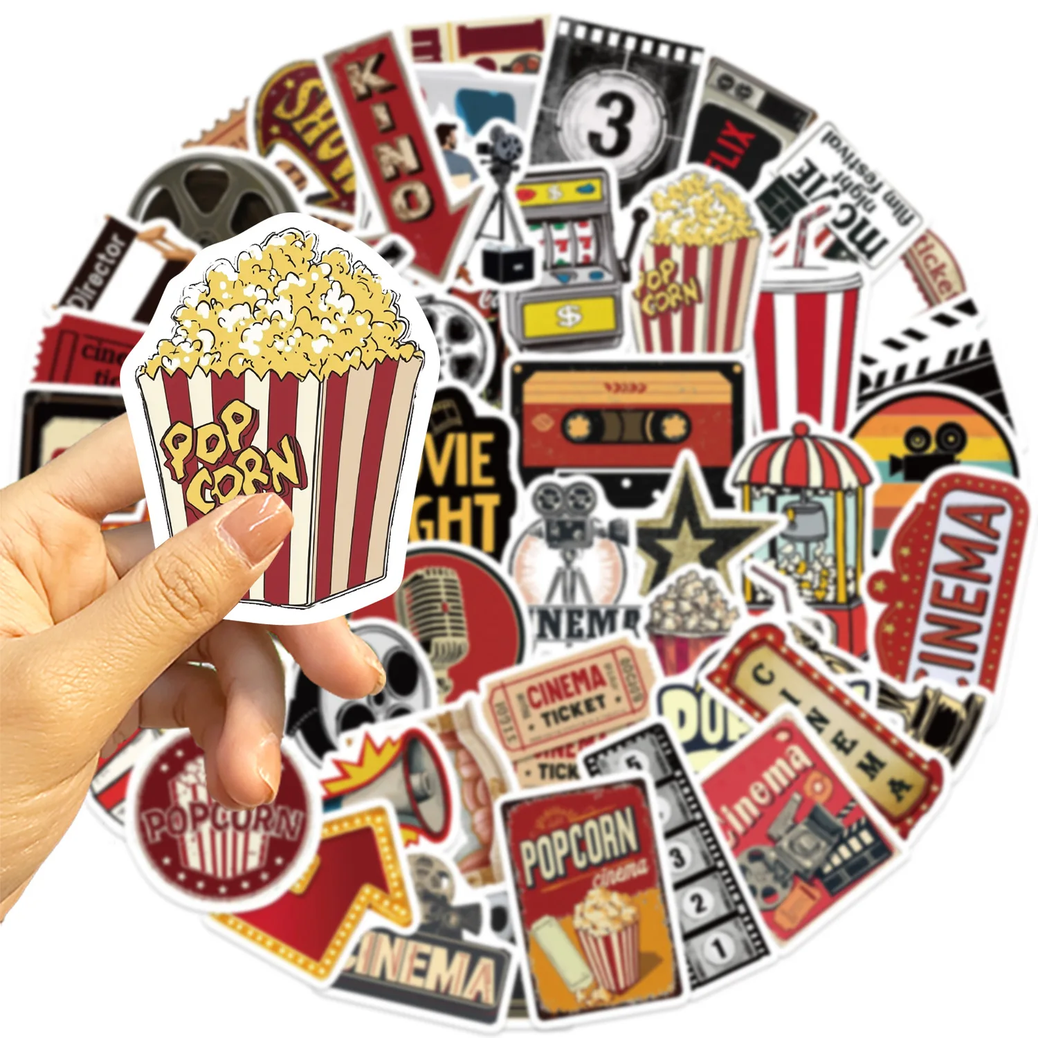 50 Uds. De pegatinas de película Retro DIY para teléfono, guitarra, portátil, maleta, botella de agua, pegatinas impermeables, juguetes - imagen 4