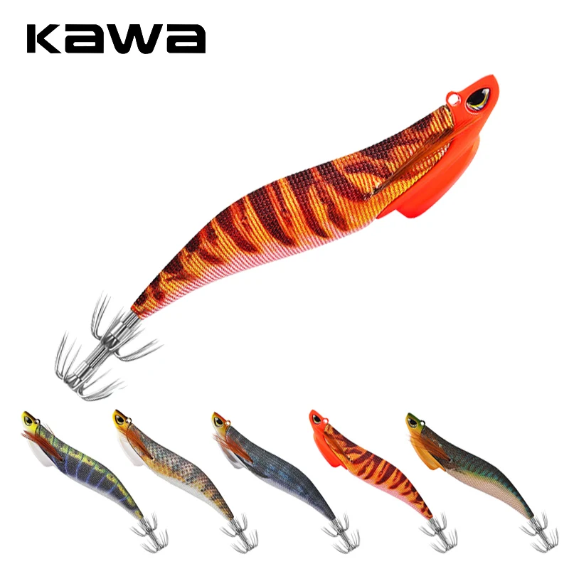 Kawa 1 pieza 30g 130mm madera camarón calamar señuelo pesca calamar gancho Eging pesca cebos artificiales para pesca calamar pulpo Culterfis - imagen 2
