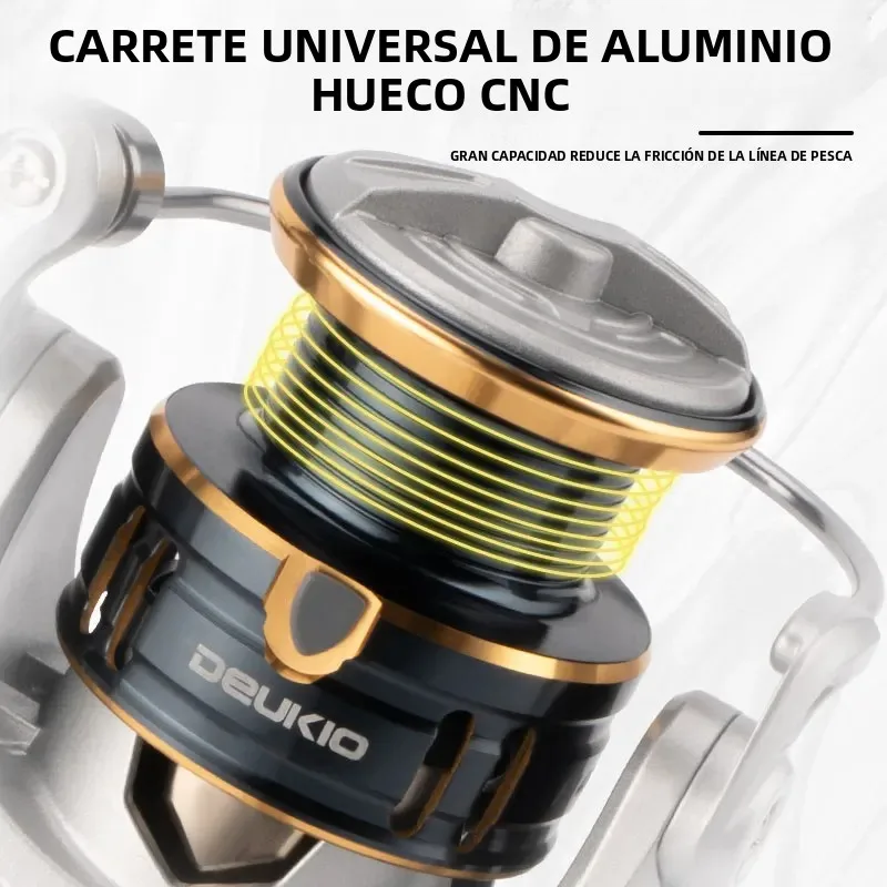 DEUKIO Carrete Spinning Agua Salada – Empuñadura Metal Arrastre Fuerte - imagen 3