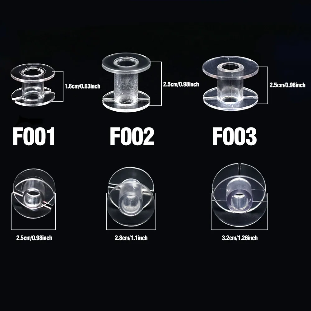 Bobinas vacías transparentes para máquina de coser, carretes de plástico transparente para pesca de moscas, herramientas de envoltura de Material, 10 Uds. - imagen 3