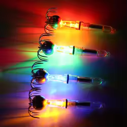 5 uds. Anzuelos de calamar LED con anzuelos de plomo, luces de pesca subacuáticas con anzuelos, luces de calamar que atraen peces (sin batería)