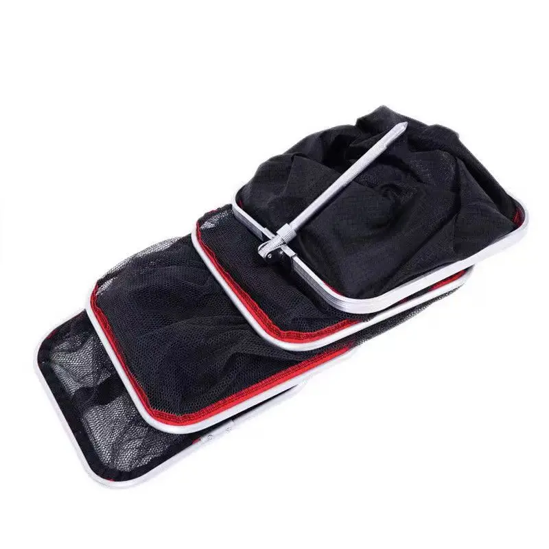 Lawaia-redes de pesca cuadradas plegables, jaula negra fuerte, Red de mano de malla pequeña, bolsa de pescado de secado rápido, anillos de malla de acero inoxidable, nuevo - imagen 4