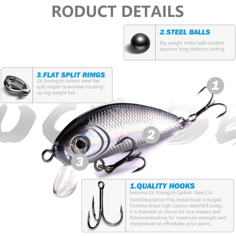 MOOKZZ señuelo de pesca de carpa, pececillo flotante, 45MM, 5G, accesorios de pesca - imagen 5