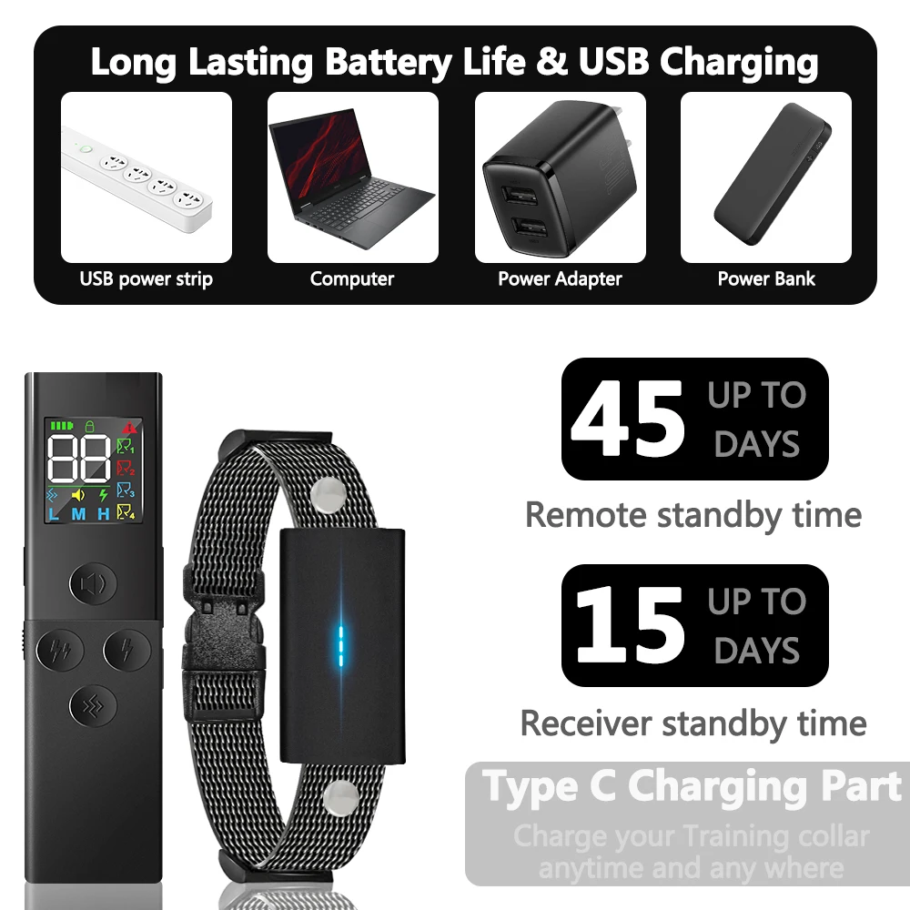 Collar inteligente para adiestramiento de perros, dispositivo resistente al agua IP67 con control remoto, 3 modos de entrenamiento, vibración y pitido, nuevo - imagen 3