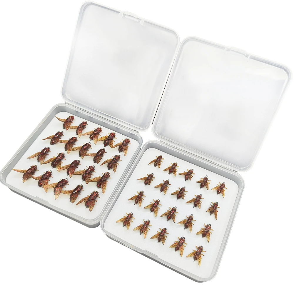 20 unids/caja cebos con mosca Señuelos de pesca de insectos señuelos de goma de silicona suave realistas anzuelos de púas para lubina trucha salmón señuelo para pesca - imagen 2